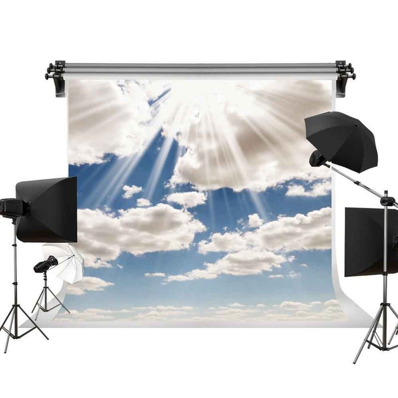 FHZON Blue Sky White Clouds Theme Photography Backdrops 10x10ft Clear Sky Kids Birthday Party Banner Newborn Baby Shower Photo Background Wedding Party Decor Studio Props - Image 4